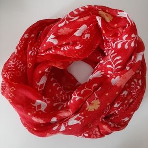 Infinity scarf, red with white flowers